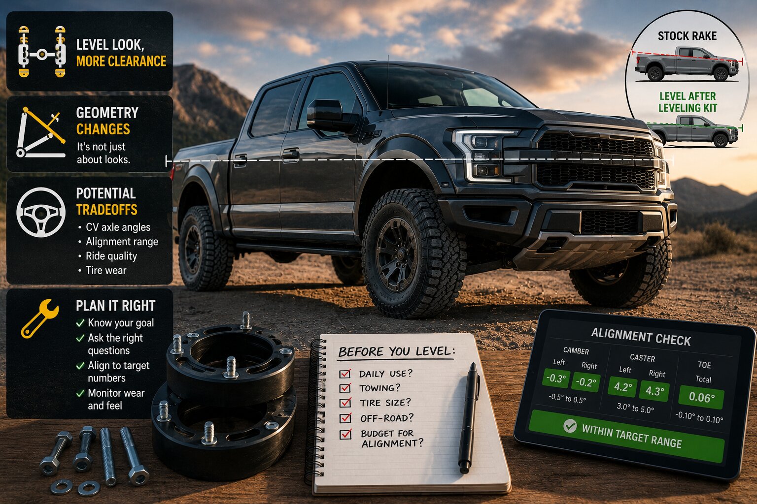 Leveling Kits: The Geometry Tradeoffs Nobody Mentions (CV Angles, Alignment, and Ride)