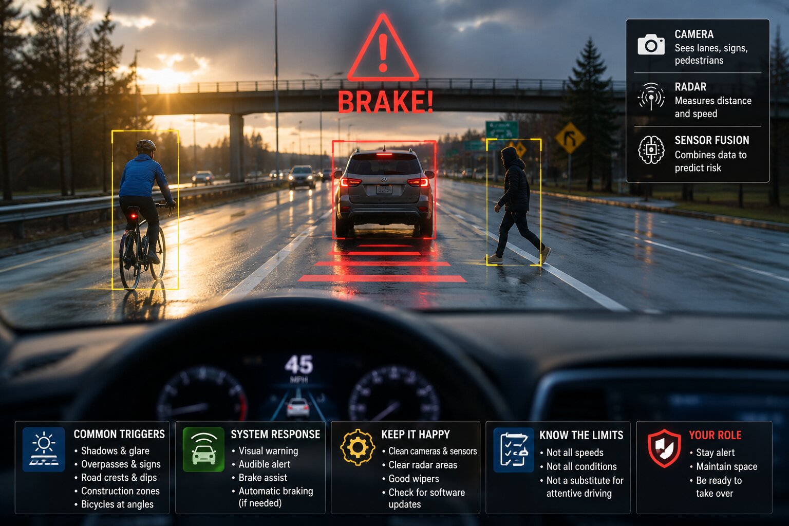 When AEB Feels Too Nervous: Shadows, Bicycles, Cross-Traffic, and the Limits of Camera Braking