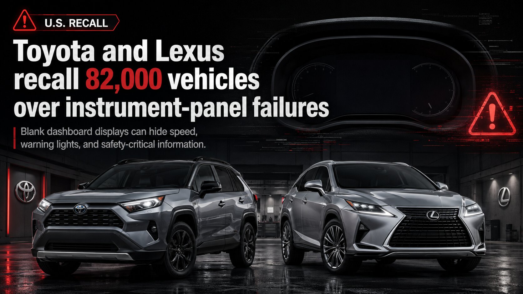 Toyota and Lexus Recall 82,000 Vehicles for Blank Instrument Panels: The Dashboard Is Now a Safety System