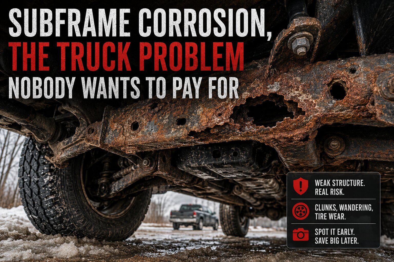 Subframe Corrosion Warning Signs: Clunks, Alignment Drift, and What Road Salt Attacks First