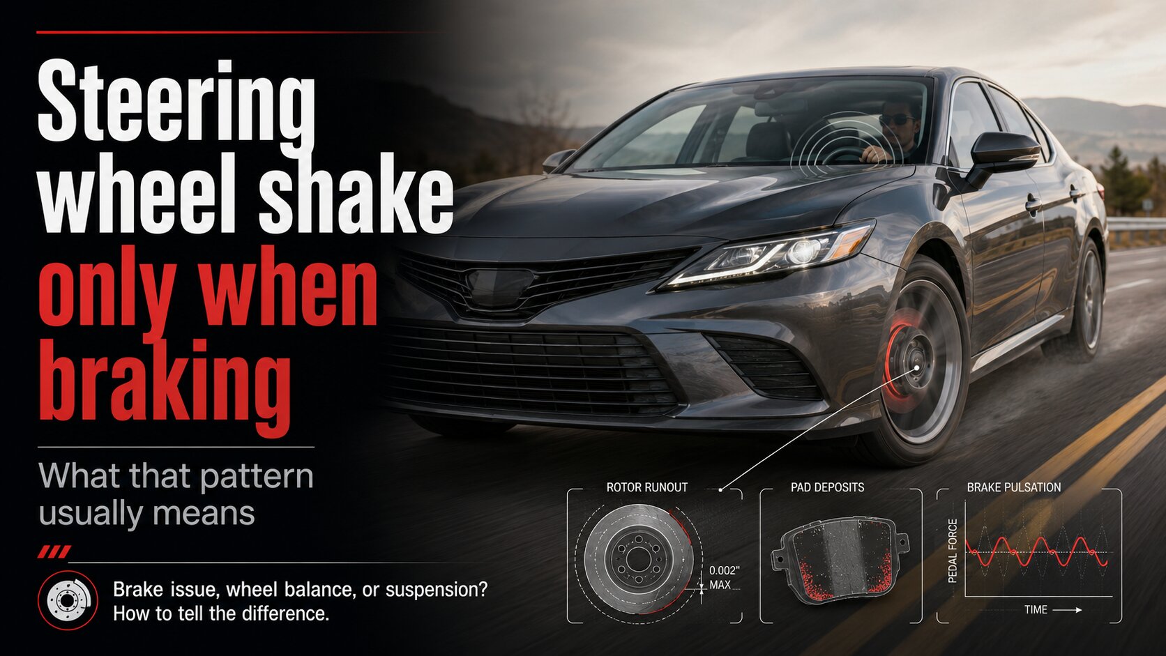 Steering Wheel Shake Only When Braking? Rotor Runout, Pad Deposits, and Wheel Balance Explained